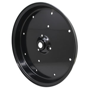 [G-A85104, G-A56621] [G-A85104, G-A56621] Greenly Steel black gauge wheel half for John Deere